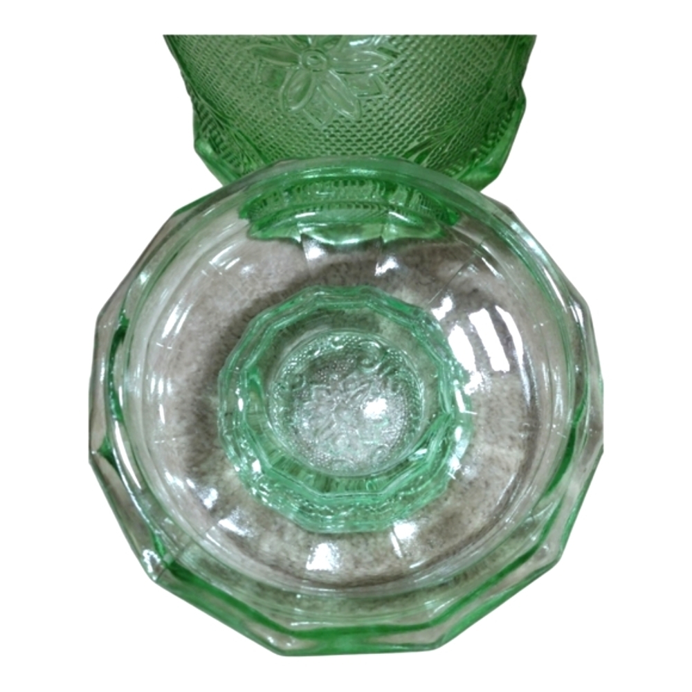 Vintage Tiara Sandwich Chantilly Green Canister By Indiana Glass - Picture 9 of 12